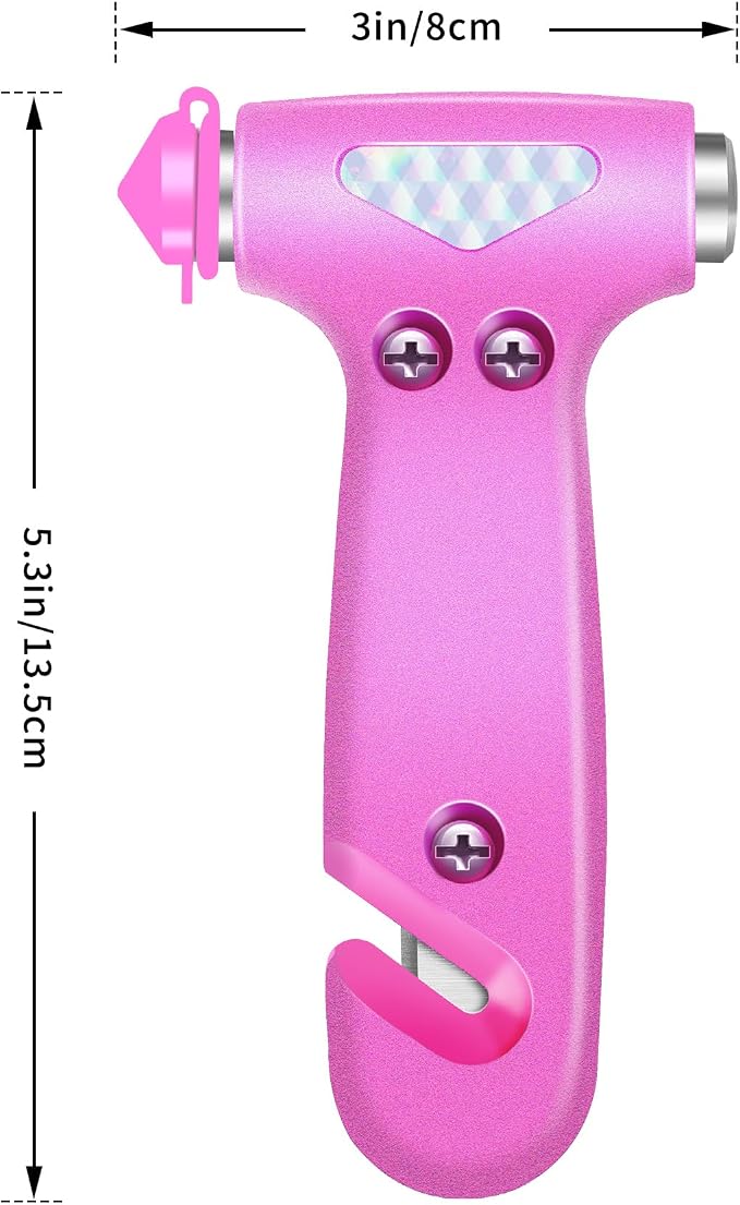 Window Breaker Seatbelt Cutter, Essential Car Tool Accessories for Women, Glass Breaker and Seat Belt Cutter, Emergency Kit Gadgets, Safety Hammer (Window Breaker - Pink)
