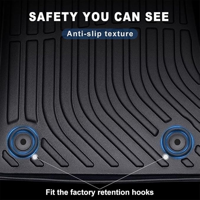 Car Floor Mats for 2011-2023 Chrysler 300-AWD &2011-2022 Dodge Charger,TPE Rubber Floor Mats Waterproof Odorless Anti-Slip Front & 2nd Row Black