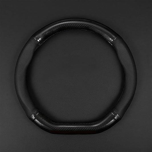 gunhunt 1 PC Car Breathable Steering Wheel Cover, Carbon Fiber Non-Slip Steering Wheel Protector, Wear -Resistant Steering Wheel Sleeve, Four Seasons Universal Steering Wheel Set (D -Shaped)