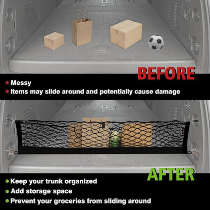 Muslogy Truck Bed Cargo Net Trunk Netting Compatible with 2015-2020 Chevy Tahoe | GMC Yukon | Cadillac Escalade Accessories, Pickup Cargo Organizer SUV Sedan Storage Net w/Heavy Duty Carabiners