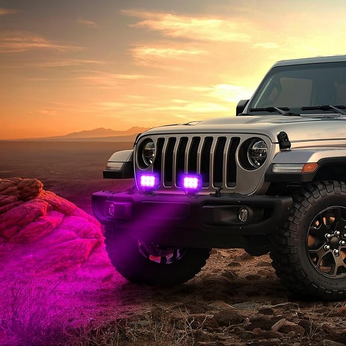 Nilight 4 Inch LED Light Pods Purple Spot Beam Driving Decoration Neon Bar 2PCS 18W Off Road 12V 24V Lighting for Truck ATV UTV SUV RV Pick-up Van Boat