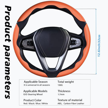 WOCOCN 3pcs Car Steering Wheel Cover,Anti-Skid Carbon Fiber Steering Wheel Protector for Men Women,Multiple Color Options,Universal for Most Car Interiors Accessories (Orange 3PCS)