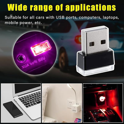 Augeny 7 PCS USB LED Car Interior Atmosphere Lamp, Plug-in USB Decor Night Light, Portable Auto Ambient Lighting Kit, Universal Vehicle Interior Accessories for Most Cars (Multi-Color)