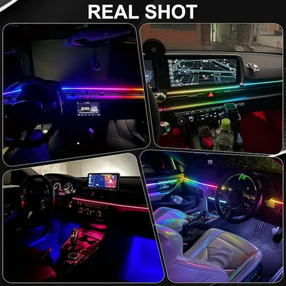 Interior Car LED Strip Lights, Acrylic LED Lights for Car with Dynamic Dreamcolor Chasing, Ambient Lighting Kits Music Sync Wireless APP and RF Remote Control (8 in 1)