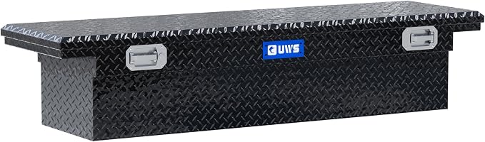 UWS EC10492 Pull Handle 69-Inch Gloss Black Heavy-Wall Aluminum Truck Tool Box with Low Profile, RigidCore Lid