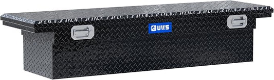 UWS EC10492 Pull Handle 69-Inch Gloss Black Heavy-Wall Aluminum Truck Tool Box with Low Profile, RigidCore Lid