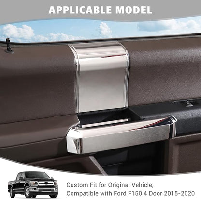 Jimen Compatible with Ford F150 4 Door 2015-2020, 8PCS Inner Door Handle Cover Trim Kits (Chrome)