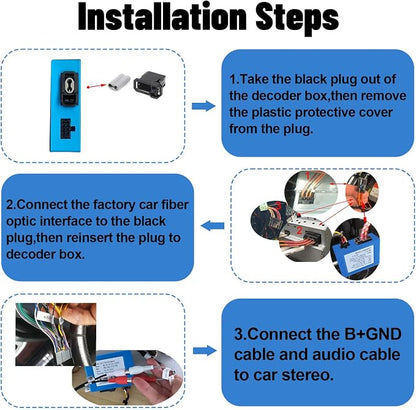 LEXXSON Optic Fiber Decoder for Mercedes-Benz R Class/GL/ML/S W221/CLS/SLK and Audi, Optic Car Radio Stereo Audio Converter Amplifier Replacement for BMW E9X E7X EOX,Porsche 911/Cayman and VW Touareg