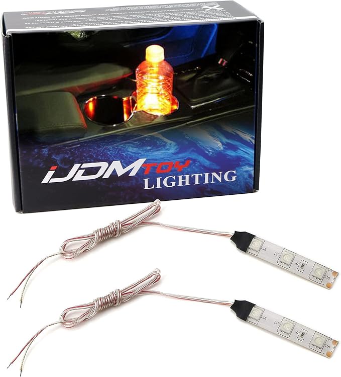 iJDMTOY 3-SMD LED Cup Holder, Glove Box, Ashtray Accent Lighting Strip Lights, Brilliant Red