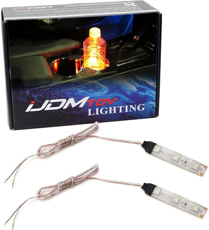 iJDMTOY 3-SMD LED Cup Holder, Glove Box, Ashtray Accent Lighting Strip Lights, Brilliant Red