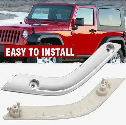 1 Pair of Interior Door Grab Handle Inserts Cover Door Handle Trim Cover, Replacement for Jeep Wrangler JK JKU 2011-2018, Replaces OEM 1RC72JAHAD 1RC72JAHAE(Silver, Left & Right)