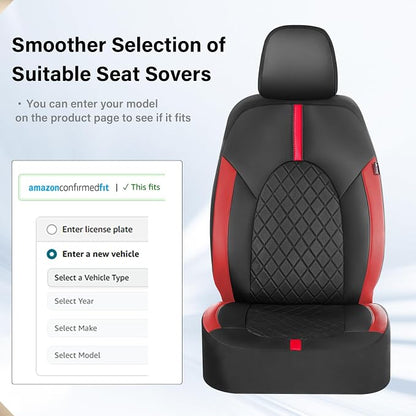 Coverado Car Seat Covers Front Seats, Car Seat Cover, Car Seat Protector Waterproof, Car Seat Cushion Red Seat Covers Carseat Cover Universal Fit for Most Cars