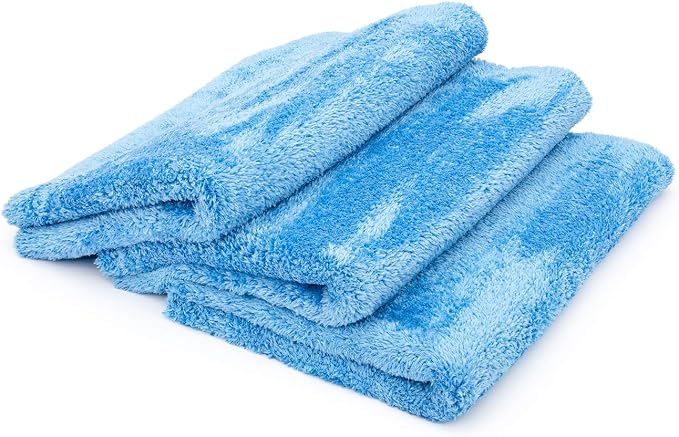 The Rag Company - Eagle Edgeless 500 (3-Pack) Professional Korean 70/30 Blend Super Plush Microfiber Detailing Towels, 500GSM, 16in x 24in, Blue