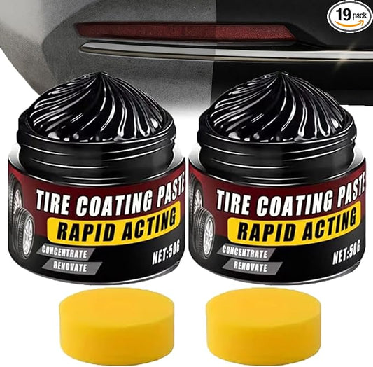 Premium Tire Coating & Trim Restorer, Premium Tire Coating & Trim Restorer Bring Back the Original Deep Black Shine to Rubber and Plastic, Tire Coating Paste,for Car, Truck, & More (2PCS)