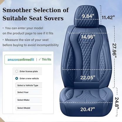 Coverado Seat Covers, Blue Car Seat Covers Full Set, Auto Seat Cover, Car Seat Covers Front Seats Back Seat Cover, Waterproof Car Seat Cushion, Driver Seat Protector Universal Fit Most Cars