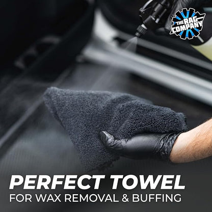The Rag Company - Creature Edgeless Auto Detailing Towels (10-Pack) Professional 70/30 Blend, Dual-Pile Plush Microfiber, Buffing & Polishing, 420gsm, 16in x 16in, Black