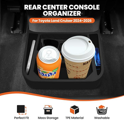 Shademax Rear Center Console Organizer for Toyota Land Cruiser LC250 2024 2025 2026 Accessories Backseat Storage Box Rear Bridge Organizer Insert Land Cruiser Console Air Outlet Tray Silicone Material