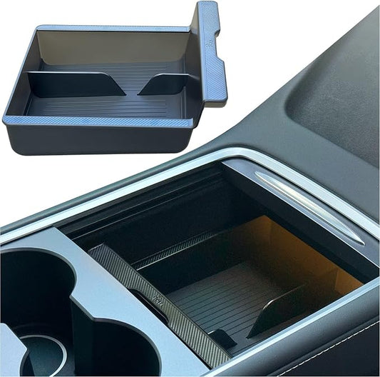 JVMA Backlight Center Console Organizer Tray Slide Transparent PC Upgrade | for Tesla Model Y 2021-2024 and Tesla Model 3 2021 2022 2023 Accessories 3 Carbon Edition