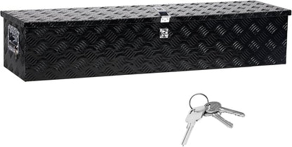 50" L x 14" W x 10" H Aluminum Truck Bed Tool Box, Pick Up RV Trailer Toolbox Storage Lockable Organizer with Side Handle and Lock Keys, Black