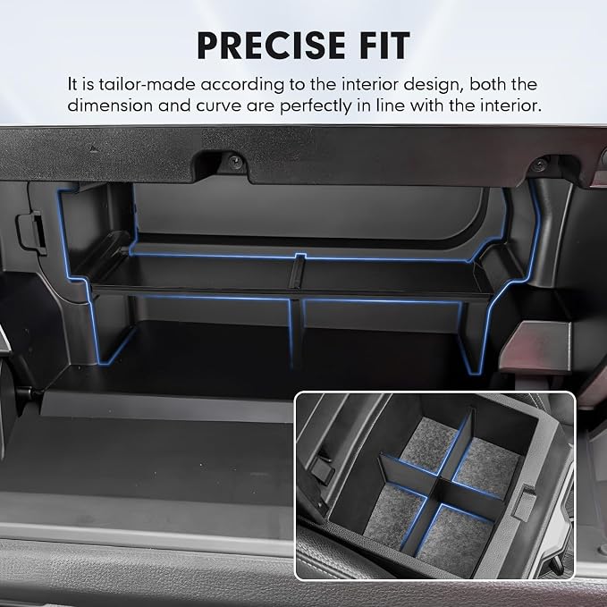 Autorder 2PCS Center Console Organizer for Toyota Tacoma 2024-2026/4Runner 2025-2026 Accessories Multi-Grid Glove Box Organizer for Tacoma/4Runner Armrest Storage Divider Insert Tray
