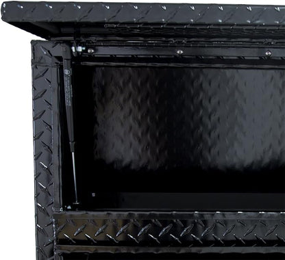 Buyers Products 1725660 Black Diamond Tread Aluminum Contractor Truck Tool Box – 2-Tier Storage, 96 x 21 x 13.2 in, Flip-Up Door with Gas Shocks, Weather-Resistant, No-Drill Install – Made in USA