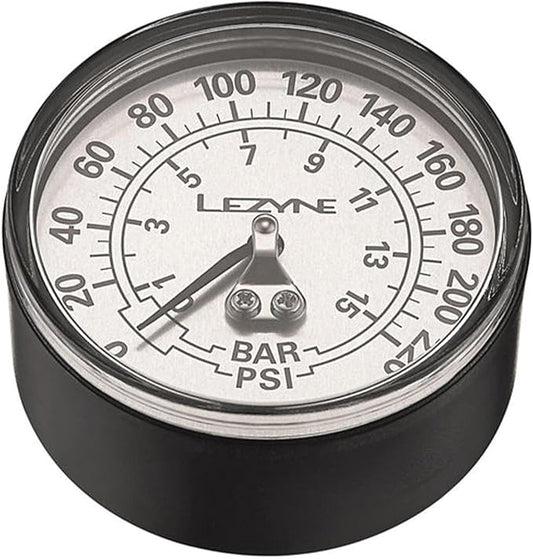 LEZYNE 220 PSI Bike Pump Gauge 2.5 Inch - Replacement Analog Pressure Gauge for High Pressure Floor Pumps Pre 2014, Updated Internals, Includes O-Ring