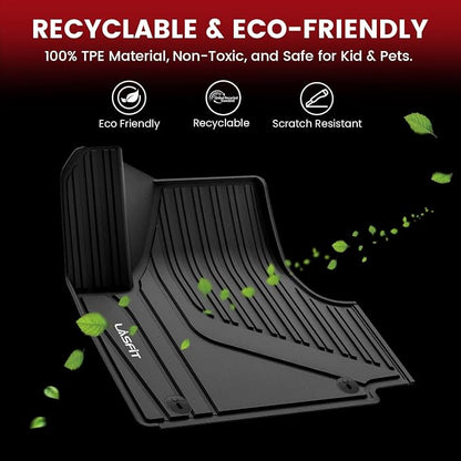 LASFIT Floor Mats for Hyundai Ioniq 5 2024 2023 2022 Only Movable Console (Limited Models), Custom Fit TPE All Weather Floor Liners 1st & 2nd Row Car Mats for Ioniq 5 Slide Console Version, Black