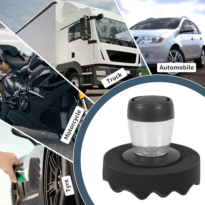 Flow Tire Shine Applicator, Reusable Car & Truck Tire Dressing Applicator, No-Drip Streak-Free, for All Tire Shine & Gels, Professional Car Detailing Tool