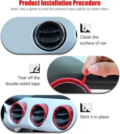 RT-TCZ Center Console Air Conditioner Outlet Vent Trim Cover Ring Interior Accessories for Ford Mustang 2015-2022,3PCS (Red)