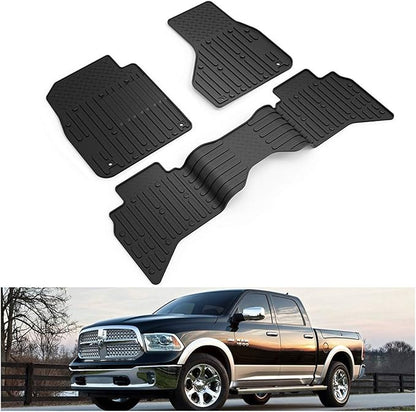 KIWI MASTER Floor Mats for 2009-2018 Dodge Ram 1500 Quad Cab, 2019-2024 Ram 1500 Classic Quad Cab, Custom Fit All Weather Car Mats, Heavy Duty TPE Floor Liners, Front & Rear 2 Row, Black