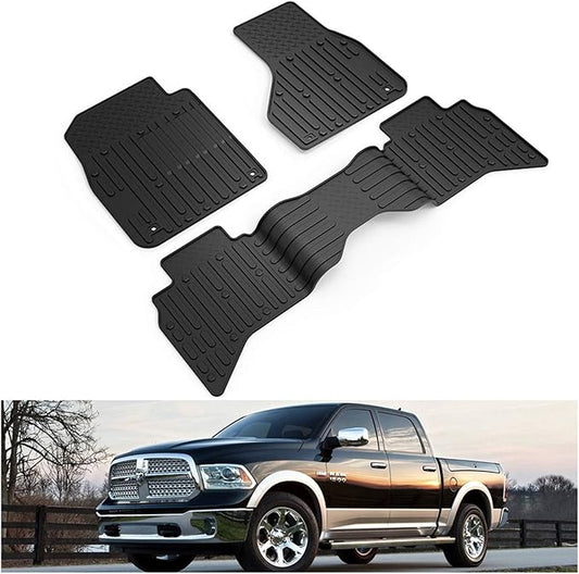 KIWI MASTER Floor Mats for 2009-2018 Dodge Ram 1500 Quad Cab, 2019-2024 Ram 1500 Classic Quad Cab, Custom Fit All Weather Car Mats, Heavy Duty TPE Floor Liners, Front & Rear 2 Row, Black