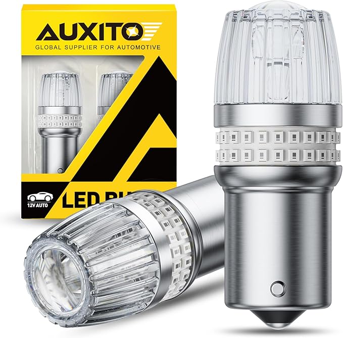 AUXITO Latest 1156 LED Bulbs Red Brake Lights Tail Lights, 700% Brighter 7506 BA15S P21W 1141 1003 LED Bulbs with Projector for Stop Third Brake Backup Reverse Tail Turn Signal Marker Light, Pack of 2