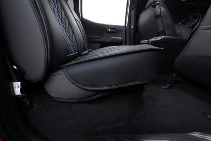 Tomatoman Tacoma Rear Seat Covers 2005-2024 2025 2026 TRD Sport Offroad Limited SR5 V6 Crew Double Extended Cab Truck Back Car Cushions with Waterproof Faux Leather (Rear Seat/Black-Blue)