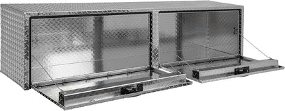 Buyers Product 1701563 Silver Aluminum Diamond Tread Topsider Truck Tool Box, 72x18x16 Inch, Made in USA, Professional Grade, Heavy Duty, Corrosion-Resistant, Dual Drop Doors, Compression Latch