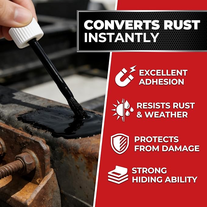 Rust Black Touch Up Paint, Multi Surface Acrylic Black Touch Up Paint Pen Scratch Repair for Rust Metal,Walls,Cabinets,Appliances,Wood,Door,Furniture,Enamel, High Temperature Heat Resistant, 1.5 Fl Oz