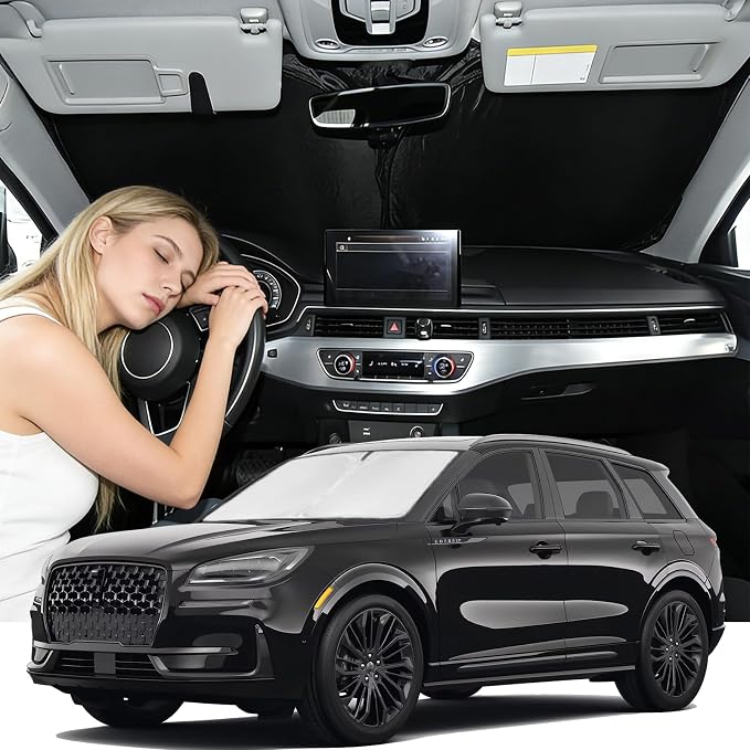 Windshield Sunshade for Lincoln Corsair 2020-2026 Sun Shade Car Windshield Accessories Upgrade 4 Layers Blocks UV Rays Custom Fit Corsair 240T Car Window Shades Front Windshield Keep Cool Foldable