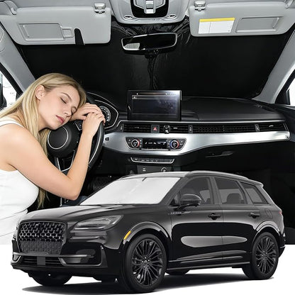 Windshield Sunshade for Lincoln Corsair 2020-2026 Sun Shade Car Windshield Accessories Upgrade 4 Layers Blocks UV Rays Custom Fit Corsair 240T Car Window Shades Front Windshield Keep Cool Foldable