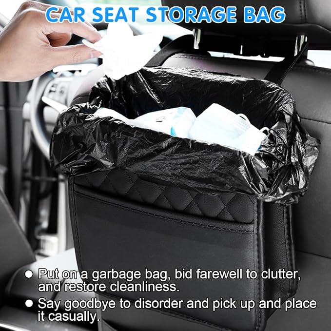 Mandark Car Seat Back Organizer, PU Leather Automotive Backseat Hanging Storage Pocket, Multipurpose Vehicle Travel Essentials Accessories for Kids & Adults, Universal for Most Cars (Orange)