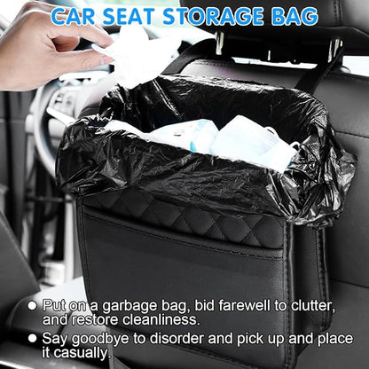 Mandark Car Seat Back Organizer, PU Leather Automotive Backseat Hanging Storage Pocket, Multipurpose Vehicle Travel Essentials Accessories for Kids & Adults, Universal for Most Cars (Orange)