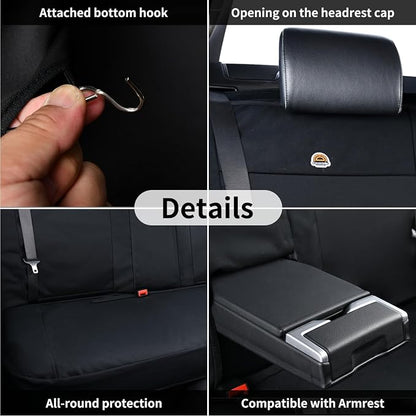 Coverado Canvas Universal Car Seat Covers - Rear & Auto Seats Protectors for Kids & Dogs - Fits Most Vehicles Trucks SUVs/Black