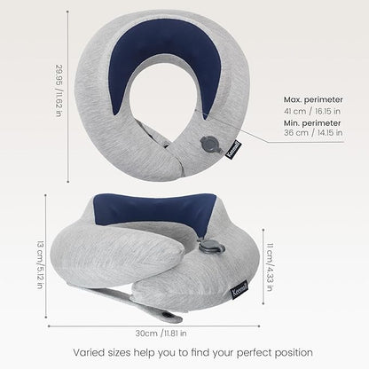 Keemall Inflatable Travel Pillow, Upgraded Travel Neck Pillow for Airplane Neck Support Sleeping - 3rd Generation, Double Comfort Plane Pillow - Portable Travel Essentials