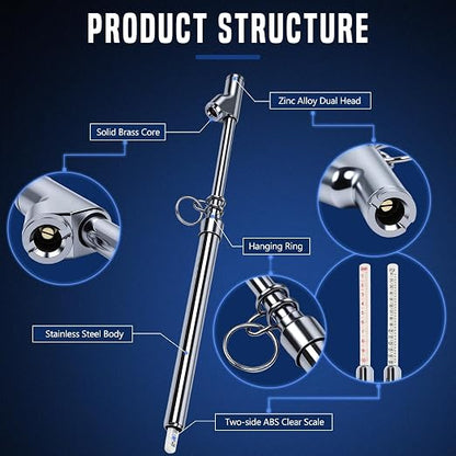 10-Pack Heavy Duty Dual Head Tire Pressure Gauge (10-150 PSI, 1-10 Bar) for Semi Trucks, RVs, Cars, Motorcycles - 12 Inch