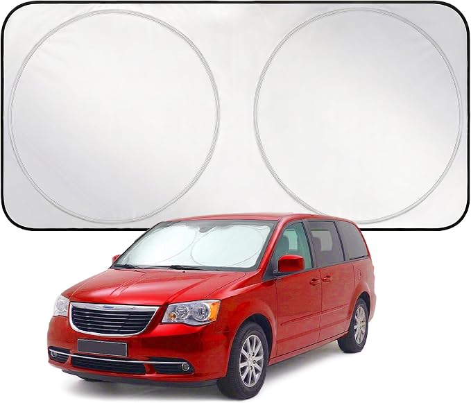 EzyShade Windshield Sun Shade with Shield-X Reflective Technology. See Vehicle Size-Chart. Foldable 1-Piece Car Sunshade for Front Windshield Window SUV Van Truck. Sun Visor Heat Shield. X-Large Size