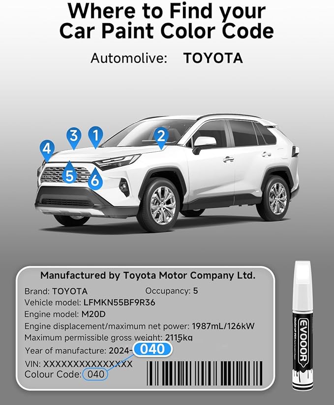 040 Super White/Ice Cap Touch Up Paint Compatible with Toyota Exact Match 2 in 1 Touch up Paint for Chips and Nicks Repair