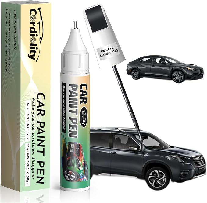 61K Dark Gray Metallic Touch Up Paint for Subaru, Color Accurate Car Paint Scratch Repair Pen, Quick & Easy Fix Automotive Chips and Nicks