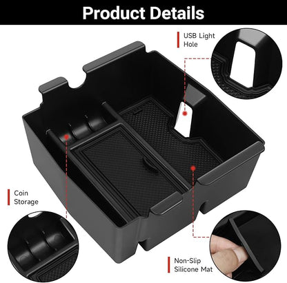 Center Console Organizer Tray for 2018-2025 2026 Jeep Wrangler JL JLU 4XE and 2020-2025 2026 Gladiator JT Insert Tray Center Console Armrest Box Accessories