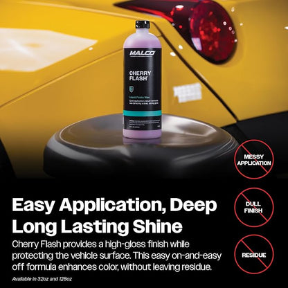 Malco Cherry Flash Automotive Liquid Paste Wax – Protect & Shine Your Vehicle/Easiest Way to Hand Wax Your Car/Lasting Gloss & Protection For Cars, Trucks, Boats and Motorcycles / 32 Oz. (124832)