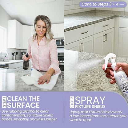 Fixture Shield Home Ceramic Coating Spray - SiO₂ Hydrophobic Protection for Kitchen & Bathrooms + Stainless Steel | Repels Fingerprints, Stains & Hard Water | Extra Strength Formula | Made in USA