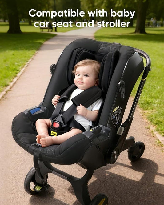 TinlyFinly Infant Insert Compatible with Doona, Graco, Britax, Chicco, Evenflo Car Seat, Adjustable Baby Head Body Support Cushion for Newborn to Toddler, Fits Infant Car Seat and Stroller (Black)