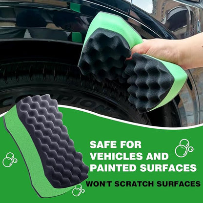 Three Texture Car Wash Sponge - Multi Purpose Bug Remover Scrubbing Side Soft Sea Sponge - Ultra Scrub Car Cleaning Sponges Wash Bucket Accessory - 3Pack